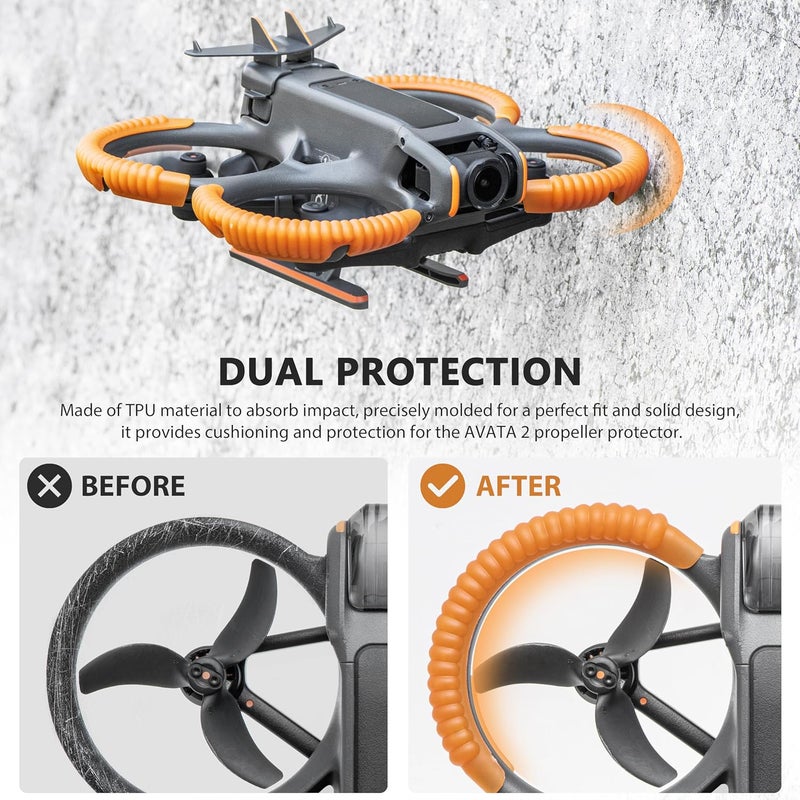 STARTRC حزمة ملحقات 3 في 1 لافاتا 2، واقي المروحة + الذيل + معدات الهبوط لطائرة DJI Avata 2 Fly More Combo لحماية الطائرة (لا تشمل الطائرة) ، برتقالي - Image 4